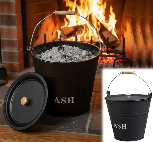 Metal ash bucket with - ash,
