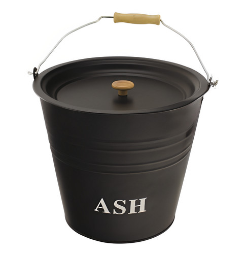 12l ash bucket - lid, black