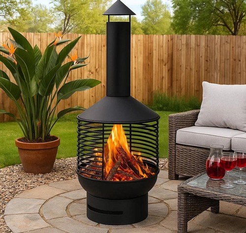 Metal chiminea fire pit - fire,